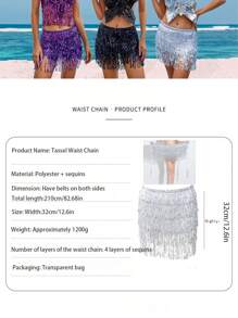 1 pieza Falda envolvente para la cintura con flecos brillantes, falda de 4 capas con flecos de lentejuelas para danza del vientre, danza latina, actuaciones de danza, adecuado para Halloween, carnaval, fiestas de baile, accesorios decorativos para la cintura