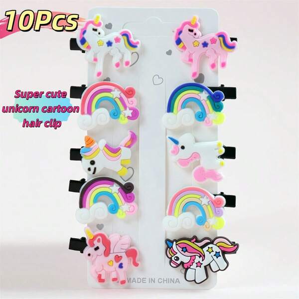 Cute Cartoon Unicorn Hairpins, Rainbow Hairpins Suitable For Daily Shopping, Sweet Cartoon Duckbill Clips, Side Bangs Hairpins, Birthday Gifts, Holiday Gifts, Party Costume Hair Accessories, And Can Also Be Used As Exquisite Small Gifts For Girlfriends And Besties