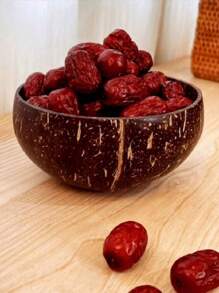 1pc Natural Coconut Bowl And Wooden Spoon Set, Healthy Vegetarian Salad Bowl, Milkshake Bowl, Naturally Beautiful And Heat-Resistant - Suitable For Rice, Soup, Noodles, Kitchen And Dining Utensils, Tableware Accessories, Handmade Coconut Shell Bowl With Wooden Spoon Set, Cork Material, Very Suitable For Salad, Fruits And Grains, Coconut Bowl