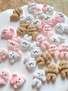 30 Pcs Cute Teddy Dog Shaped Resin Nail Art 3D Decorations