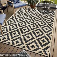 Waterproof Outdoor Rug, 5x8 Ft, Reversible Plastic Grass Patio Carpet For Garden, Camping, RV, Suitable For Yard, Patio, Balcony, Outdoor Entrance, Backyard, Bench, Picnic, Camping, Pool Deck, Black And Beige - Beige - View 17