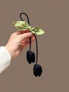 2 件套郁金香花朵发圈，可爱甜美女孩发饰马尾辫发夹，发球 - 彩色 - 查看 16