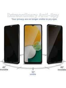 3D 曲面 9H 硬度屏幕保护膜，适用于 Galaxy A35/A55/S20FE/A52/A53/A54/A13/A23/A34/A14，防刮擦，易于安装，无气泡，隐私保护钢化玻璃，易于安装，高清清晰，钢化玻璃防窥视，无气泡，易于安装，防窥视屏幕保护膜隐私玻璃膜隐私防指纹礼物，适合生日/复活节/总统日/圣诞节/家人/朋友/男孩/女朋友 - 黑色 - 查看 5