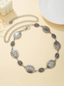 1pc Fashionable Zinc Alloy Geometric Pattern Waist Chain Suitable For Women Everyday Wear