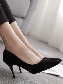 Tacones Altos de Mujer con Punta, Tacones Altos Negros para Ir al Trabajo - Negro - Ver 3