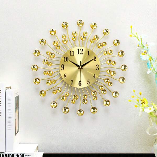 1 pièce Horloge murale créative minimaliste moderne en métal, horloge à piles pour salon, cuisine, chambre à coucher, salle à manger, décoration de maison, décoration murale et décoration de bureau (piles non incluses) Décoration de chambre, décoration de dortoir, retour à l'école, décoration scolaire, surprise scolaire