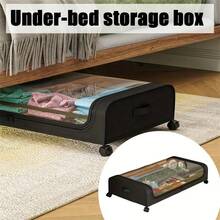 1pc Under Bed Storage Box With Wheels And Lid - Metal Storage Bin, Space Saving Organizer For Clothes, Beddings, Shoes, Blankets And Toys, Nefeya Classic Rectangle Plastic Storage Container With Flip-Top Lid, Multipurpose Space Saving - Multicolor - View 13
