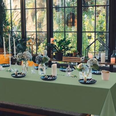 1/3/6 chiếc khăn trải bàn nhựa màu xanh lá cây xô thơm cho bàn hình chữ nhật, khăn trải bàn dùng một lần màu xanh lá cây nhạt, khăn trải bàn màu xanh lá cây xô thơm chống thấm nước dùng để trang trí tiệc cưới sinh nhật, tiệc cưới, 54 x 108 inch