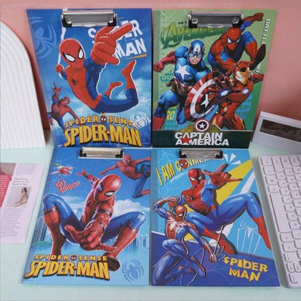 1 pezzo Cartella serie Spider-Man, Appoggio A4, Supporto A4 con fermaglio a molla, Bacheca di scrittura di alta qualità per esami degli studenti, in acrilico trasparente, articoli per il ritorno a scuola, forniture scolastiche