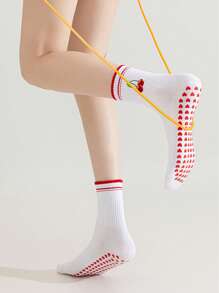 1 paire de chaussettes de yoga Pilates avec antidérapant pour femmes, chaussettes de ballet de longueur d'équipe, chaussettes d'hôpital pour l'entraînement, chaussettes mignonne en silicone résistantes à l'usure et antidérapantes, chaussettes respirantes style cerise pour l'été, chaussettes de danse de gym antidérapantes, chaussettes athlétiques d'équipe adhérentes, chaussettes de sport de fitness antidérapantes, cadeaux pour les amateurs de méditation 6/10/20 pièces