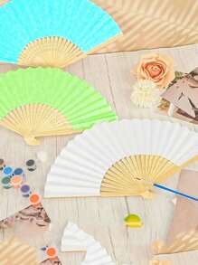 1pc Handheld Paper Fans Paper Folding Fans,Multi Colored Folding Fan,Solid Color Fan,DIY Folding Fan,Party Dressing,Church Wedding Gift,Perfect For Parties And Events