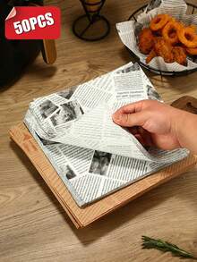 50pcs Baking Paper, Parchment Paper, Sandwich Wrapping Paper, Hamburg And French Fries Oil Separator Paper, Fried Snack Oil Proof Pad Paper, Square Non-Stick Air Fryer Liners, Baking Supplies For Family Breakfast Shops, Greaseproof Food Paper Suitable For Food Packaging, Baking, Cooking, Grilling, Frying, Multiple Sizes, Oven Accessories, Baking Tools, Kitchen Gadgets, Kitchen Accessories - White - View 2
