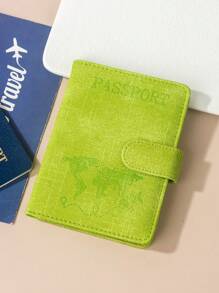 1 pieza Funda para pasaporte con acabado mate de material de PU, con mapa mundial e impresión de letras y diseño fijo, estuche/cartera/bolsa para pasaporte, artículo de viaje esencial para vacaciones, vuelos, regreso a la escuela, hombre y mujer