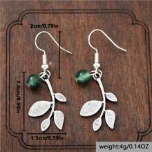Stylish Minimalist Women Plant Pendant Earrings Set With Synthetic Gemstone, Daily & Festival Gift