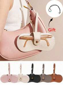 带颈带的眼镜收纳袋、便携式太阳镜收纳袋、时尚百搭眼镜架、女士眼镜盒、旅行太阳镜保护套、旅行友好型、设计度假必备旅行必备女士太阳镜盒、多种颜色（橙色、粉色、灰色、棕色、黑色）的眼镜收纳盒，带金色扣环旅行配件旅行包返校学校用品太阳镜女士 - 彩色 - 查看 1