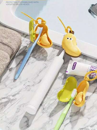 1pc Banana Shaped Toothbrush Holder, Reusable Clip On Toothbrush Cover, Durable Plastic Toothbrush Storage Box, Cute Portable Toothbrush Protective Cover, Suitable For Business Travel And Family Use, Suitable For All Standard Toothbrush Heads