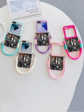 1 pieza Funda plegable de unicolor personalizable con imagen personalizada, incluye cuerda colgante, cubierta protectora de TPU personalizada DIY, compatible con Samsung Galaxy Z Flip7, Z Flip 4, Galaxy Z Flip 3 5G, Galaxy Z Flip 5G, GALAXY Z FLIP 6 5G, RAZR 50, RAZR 50ULTRA, RAZR 40, RAZR 40ULTRA, RAZR 60ULTRA