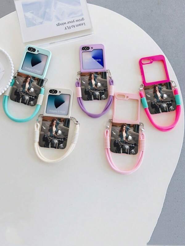 1 pieza Funda plegable de unicolor personalizable con imagen personalizada, incluye cuerda colgante, cubierta protectora de TPU personalizada DIY, compatible con Samsung Galaxy Z Flip7, Z Flip 4, Galaxy Z Flip 3 5G, Galaxy Z Flip 5G, GALAXY Z FLIP 6 5G, RAZR 50, RAZR 50ULTRA, RAZR 40, RAZR 40ULTRA, RAZR 60ULTRA