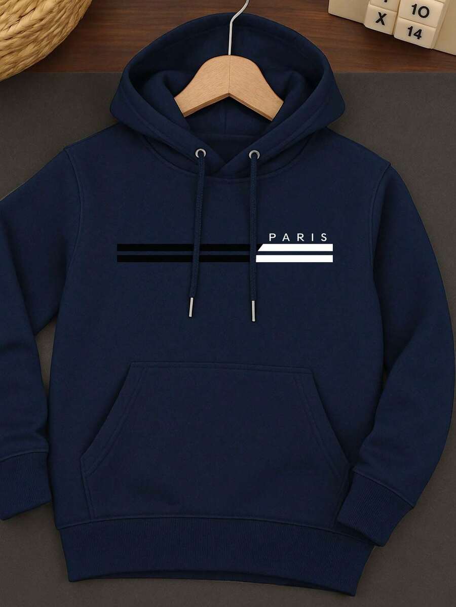 Cold Weather Sweatshirt Casual Men's Women's Printed Planet Earth Coat Cotton Comfortable Stylish - 藏蓝色 - 查看 1