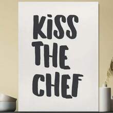 Framed Kiss The Chef Print Aesthetic Kitchen Wall Art Food & Drinks Poster Chef Print Cute Typography Cooking Art Poster For Bedroom Living Room Office Decor - Framed - View 1
