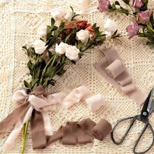 1 rollo de 5 metros de cinta de gasa, cinta de seda para atar ramos de flores de boda, lazo decorativo para embalaje de regalos, cinta de gasa teñida a mano para decoración de regalos DIY