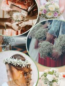 15/30支满天星仿真花，假桉树叶花束，桉树枝，仿真植物，仿桉树枝，白色满天星花束，触感逼真，适用于婚礼花艺布置、派对家居装饰 - 綠色 - 查看 7