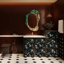 1Roll French Retro Self-Adhesive Wallpaper - Dark Background Elegant Flower Pattern, Peel And Stick Contact Paper, Waterproof, Removable, Easy To Use, Home Decor Wall Sticker, Wall Art Murals, Suitable For Kitchen, Bedroom, Living Room, Cabinets, Wardrobes, Tables Furniture Renovation - Multicolor - View 8