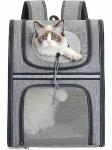 犬 猫 リュック ペットキャリーバッグ 大容量 前抱き 弾力縄付き 飛ぶ防止 通気性 両手解放 中型 小型犬/猫兼用 人間工学 持ち運びやすい お出かけ用 旅行 通院 グレー - グレー - チェックする 13