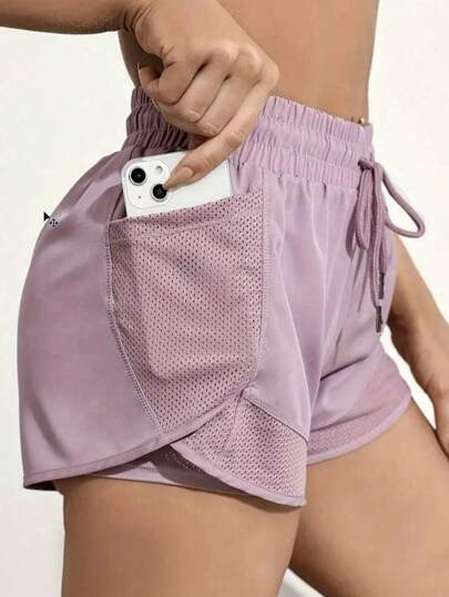Women's 2-In-1 Yoga Shorts With Quick-Drying Fabric And Mesh Pockets - For Casual Fitness, Gym Workouts - Suitable For Summer - For Women - Perfect For Active Lifestyle