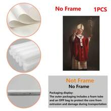 1 Piece,Portrait Of Pope Francis Of The Catholic Church, Religion Frameless Art Decoration Painting, Printed Posters Mural ,Waterproof Canvas,Suitable For Home , Office , Bedroom, Living Room, Study, Bathroom, Bar, Wall Arts And Home Decoration, Is An Ideal Holiday Gift