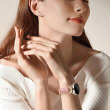 奢華超細纖維錶帶，配鑽石 C 型扣環，相容 Galaxy Watch 7/6/5/4 (40mm/45mm)、Watch 6 Classic (43mm/50mm) 及 Watch 5 Pro (45mm)，舒適防汗，時尚極簡設計，多色可選，適合商務會議、約會、婚禮、派對與日常配戴，女性理想禮物 - 粉紅色+玫瑰金 - 查看 4