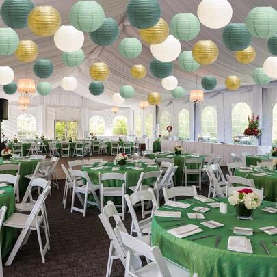 20 stuks premium papieren lantaarns, decoratief, ronde hangende papieren lantaarns, decoraties voor rustieke feesten, bruidsdouches, bruiloften, saliegroen, verjaardagsfeest, huisdecoratie, afstudeerceremonies, festivalceremonies, benodigdheden
