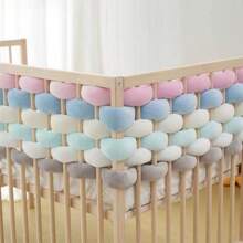 1 Stück Krippen-Umrandung, handgewebte Streifen, Knoten, Brandteig-Zöpfe, stoßfeste weiche Babybett-Umrandung