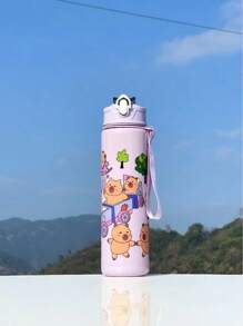 Vaso de agua de 790ml con diseño de Capibara de unicolor 2025, taza de plástico con pajita para niños y niñas, atractiva para uso portátil al aire libre