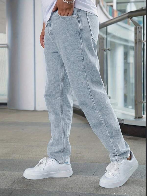 Jeans casuales de moda para hombres, estilo minimalista con ajuste global/universal
