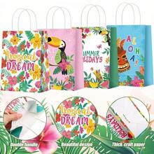 24 piezas/12 piezas/6 piezas/2 piezas Bolsas de regalo con temática hawaiana, bolsas de regalo de papel tropical para fiestas de cumpleaños y de género, suministros para fiestas hawaianas de verano, bolsas de regalo con asas adecuadas para decoraciones de fiesta de cumpleaños aloha