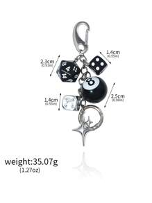 Handmade Y2K Style Destiny Dice Keychain With 8 Ball Pendant - Unisex Subculture Bag Charm & Fashion Accessory Cross