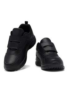 1 par de zapatillas deportivas ligeras para niños, adecuadas para niños y niñas, con cierre de gancho y bucle y material de malla, zapatillas de tenis - Negro - Ver 6