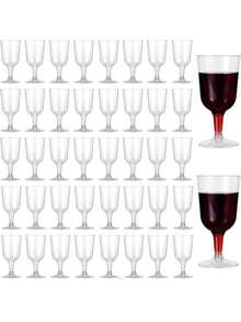 6/12/25/48pcs Clear Hard Plastic Wine Glasses (6 Oz) - Elegant Reusable Wine Glasses For Cocktails, Desserts, Wine Tasting - Perfect For Birthdays, Weddings, Christmas, BBQs, Picnics, Parties