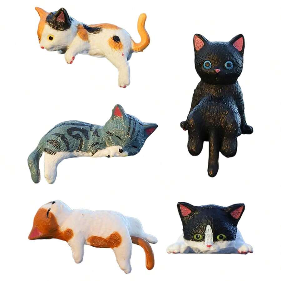 Cute Cat Figurines Computer Monitor Decor Mini Cat Figures Table Ornaments Decorations For Home