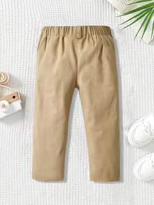 Boys' Casual Solid Color Pants, Comfortable And Fashionable, Suitable For Daily Outings, School, Parties And Vacations As A Gift - Khaki - View 2