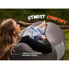 Inflatable Sofa, Easy Installation, Extremely Comfortable, Ultra-Light Inflatable Lounge Chair, Portable, Waterproof, Leak-Proof Design, Very Suitable For Hiking, Camping, Beach Vacations And Music Festivals, Light Air Sofa, Relax Anytime, Anywhere - Taupe - View 4