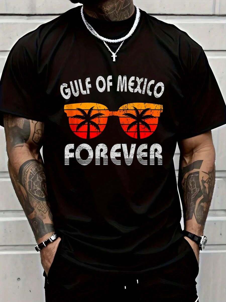 100% Cotton Retro Gulf Of Mexico Forever Vintage Beach Gulf Mexico T-Shirt - Black - View 1
