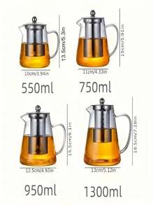 Théière en verre de 18 onces (environ 527,3 grammes), théière transparente en borosilicate, équipée d'un infuseur amovible en acier inoxydable 18/8, théière à fleurs et à feuilles dispersées, convient pour le camping et les voyages (550 millilitres)