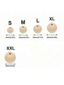 100 piezas/Paquete Cuentas de madera naturales, cuentas de madera para manualidades DIY - Caqui - Ver 3