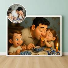 Father's Day Custom Print, Custom Photo Cartoon Style Wall Art-Pixar Style Portrait From Photo - Personalized Cartoon Gift For Dad, Couples, Family, Kids - Unique Wall Art - Personalized Cartoon Style Family Drawing Gift For Him, Ideal Gifts For Her,Boyfriend,Dad