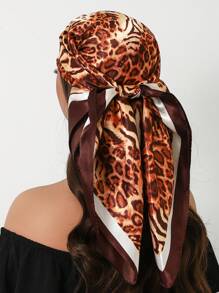 1pc 35.4 Inch Square Scarf, Fashion Printed 90cm Scarf Shawl Neckerchief Luxury Silk Feeling For Women, All Season