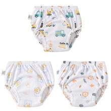 4 pièces Culottes de propreté pour garçons et filles, sous-vêtements d'entraînement conçus, couches d'apprentissage en tissu pour bébé, couches lavables et réutilisables, couches à poche respirantes et imperméables, en matière de polyester, convient aux bébés garçons et filles - Conception d'impression creuse