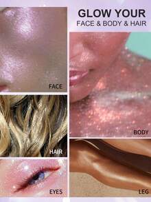 身体高光喷雾，速干不粘腻，液体闪光高光，持久亮泽，适合派对、音乐节妆容 - 彩色 - 查看 7