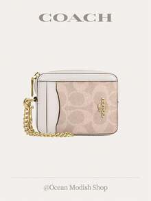 Coach Zip Card Case In Signature Canvas Women Card Case Wallet Bag, Bags For Women 2026 Mother's Day Gifts CW883 - Sand Chalk - 查看 1